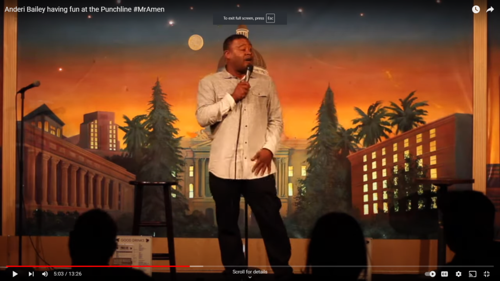 Anderi Bailey having fun at the Punchline 